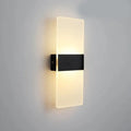 Modern rectangular decorbites™ rechargeable wall light with frosted glass diffuser and black metal accent battery operated wall light