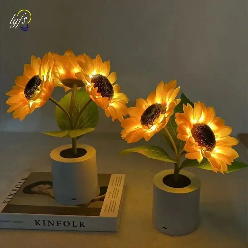 مصباح ليلي LED على شكل عباد الشمس قابل لإعادة الشحن من DecorBites™ لغرفة النوم