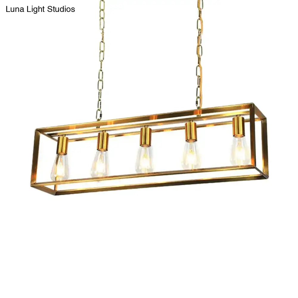 DecorBites™ Rectangle Island Pendant: Black/Brass, Classic Metal, 5/6 Bulbs - Perfect for Dining Room Ceiling Lighting