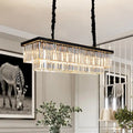 DecorBites™ Rectangular 2-Tier Crystal Pendant Light: Artistic Island Hanging Fixture for Living Room