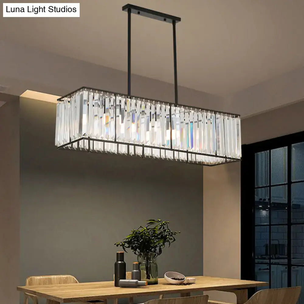 DecorBites™ Rectangular Clear Crystal Island Pendant Light - 3 Head Traditional Suspension Lighting for Dining Room