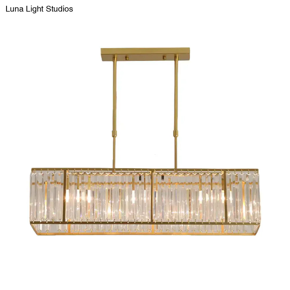 DecorBites™ Rectangular Clear Crystal Island Pendant Light - 3 Head Traditional Suspension Lighting for Dining Room