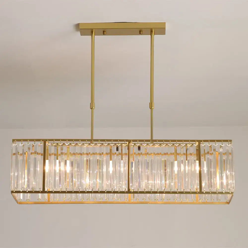 DecorBites™ Rectangular Clear Crystal Island Pendant Light - 3 Head Traditional Suspension Lighting for Dining Room