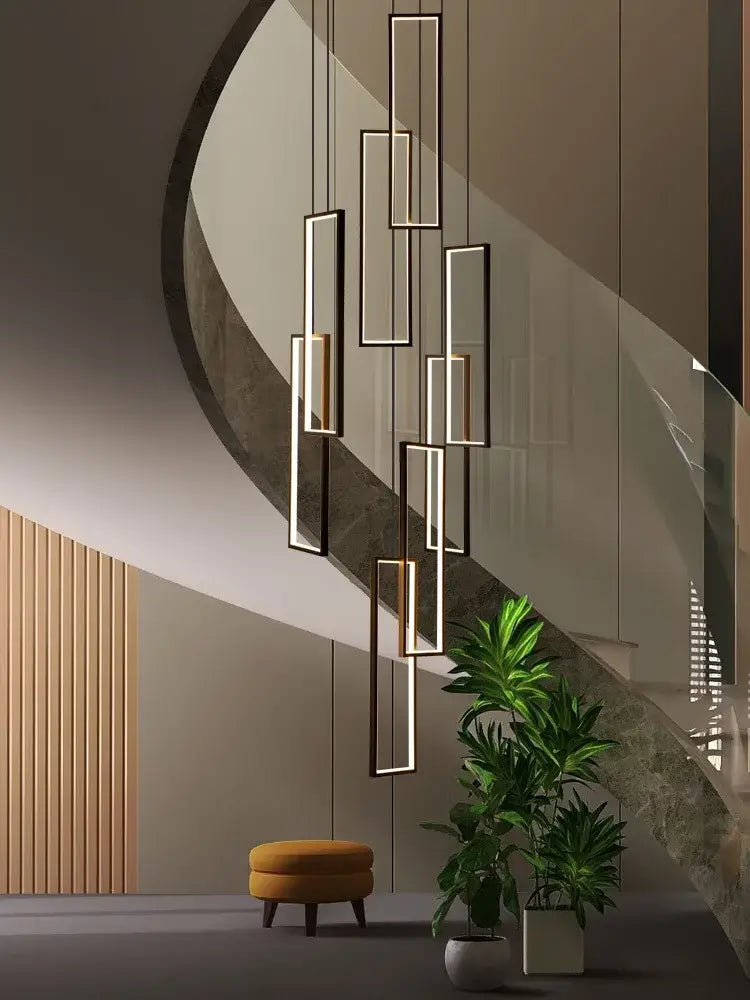 DecorBites™ Rectangular LED Chandelier for Modern Living Spaces