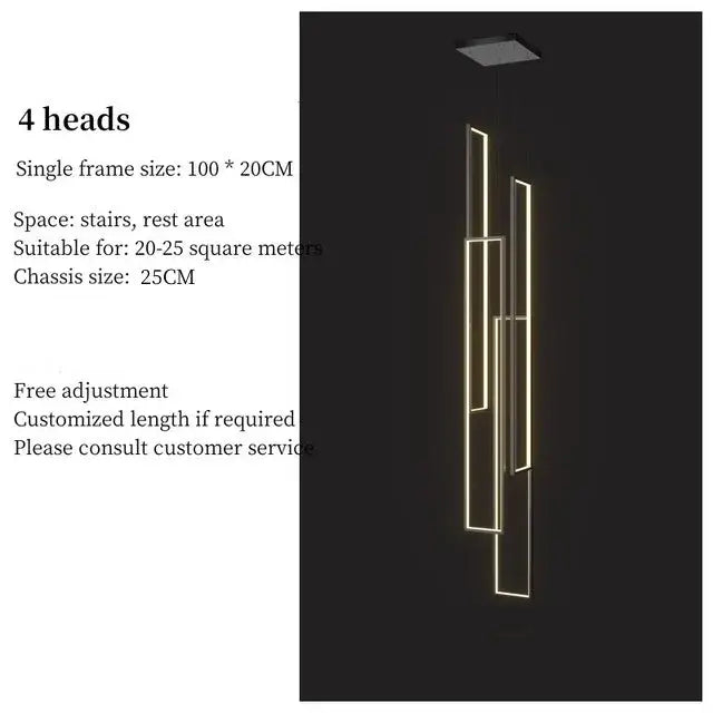DecorBites™ Rectangular LED Chandelier for Modern Living Spaces