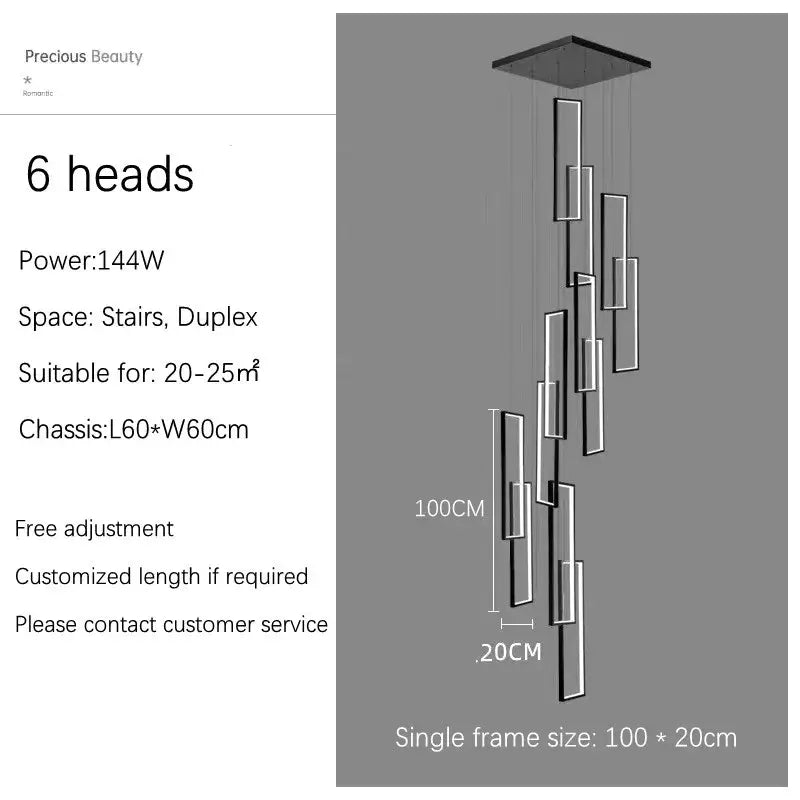 DecorBites™ Rectangular LED Chandelier for Modern Living Spaces