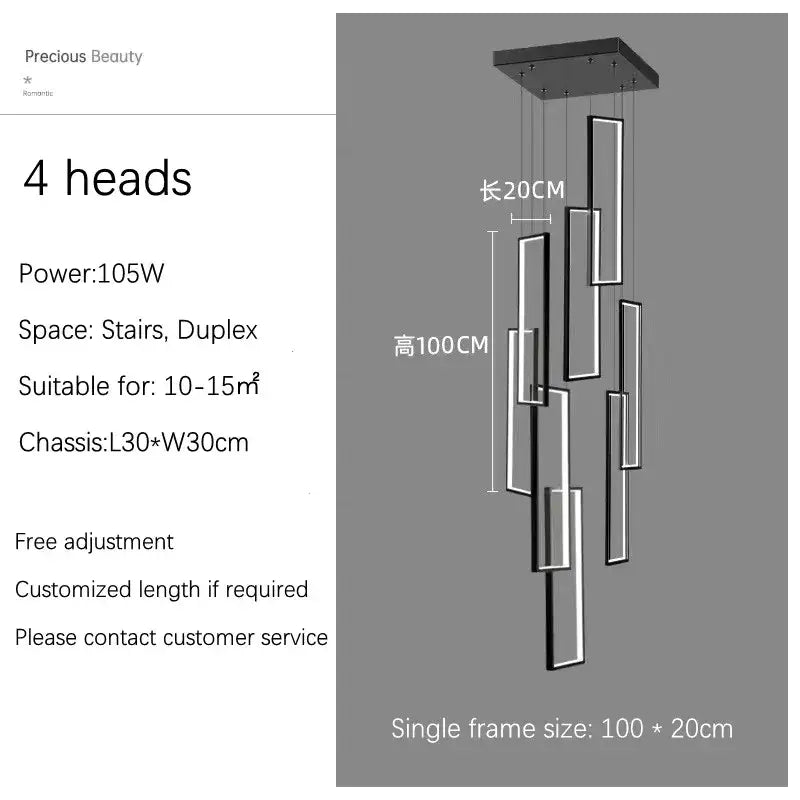 DecorBites™ Rectangular LED Chandelier for Modern Living Spaces