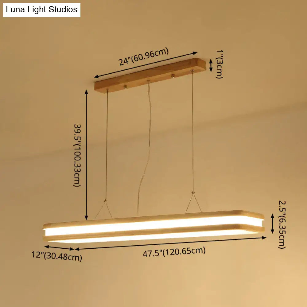 DecorBites™ Rectangular Wood Island Pendant Light - Nordic LED Dining Room Fixture in Beige
