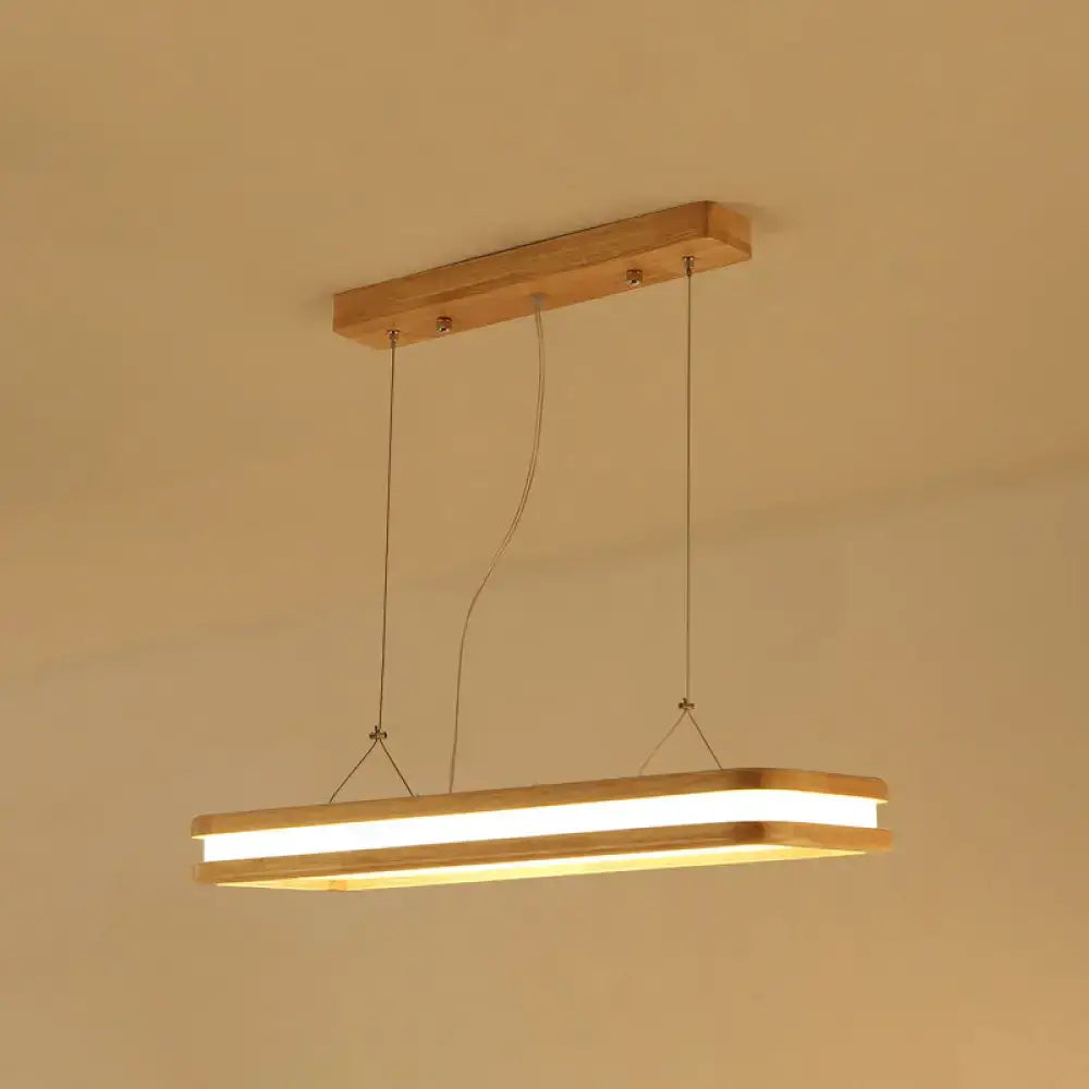 DecorBites™ Rectangular Wood Island Pendant Light - Nordic LED Dining Room Fixture in Beige