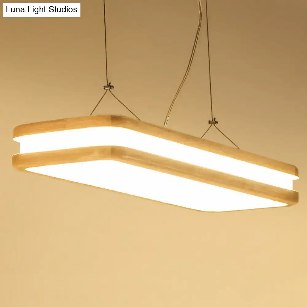 DecorBites™ Rectangular Wood Island Pendant Light - Nordic LED Dining Room Fixture in Beige