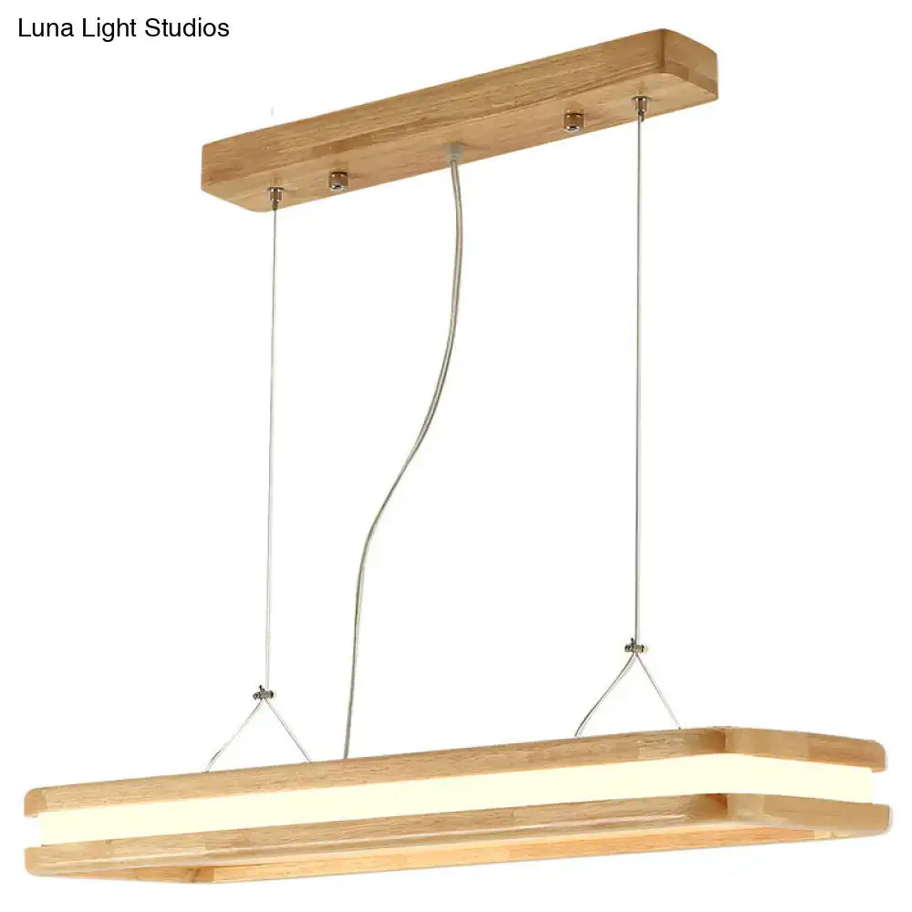 DecorBites™ Rectangular Wood Island Pendant Light - Nordic LED Dining Room Fixture in Beige