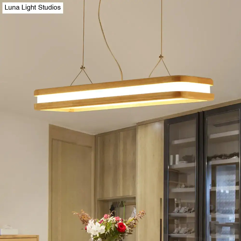 DecorBites™ Rectangular Wood Island Pendant Light - Nordic LED Dining Room Fixture in Beige