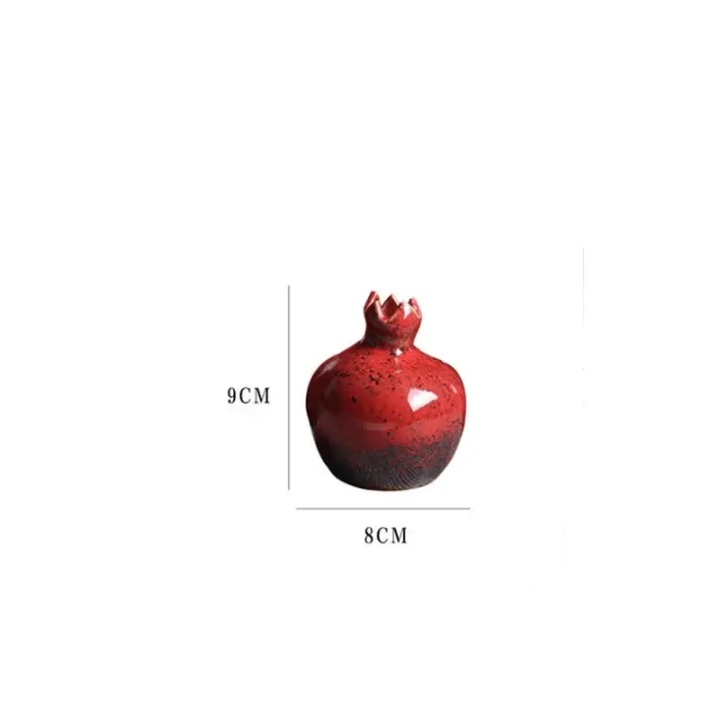 DecorBites™ Red Pomegranate Ceramic Vase for Modern Home