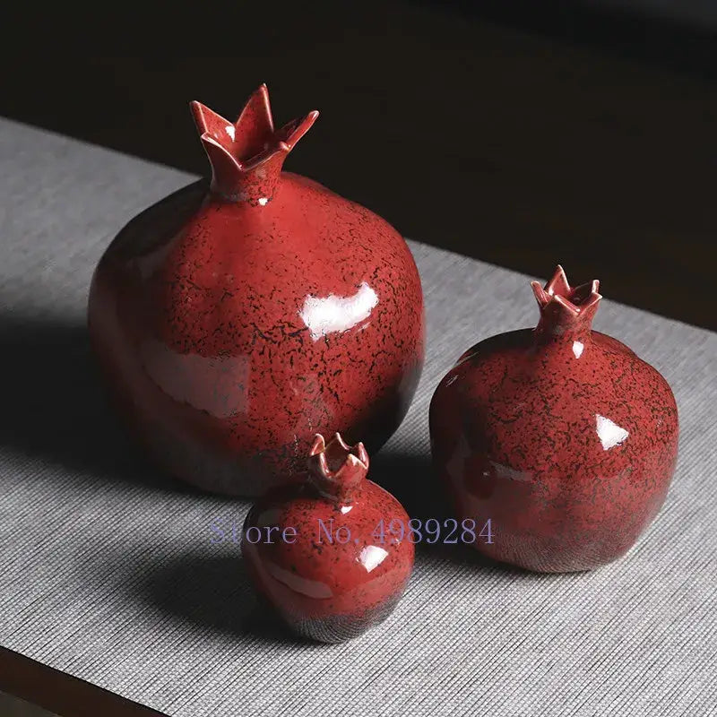 DecorBites™ Red Pomegranate Ceramic Vase for Modern Home