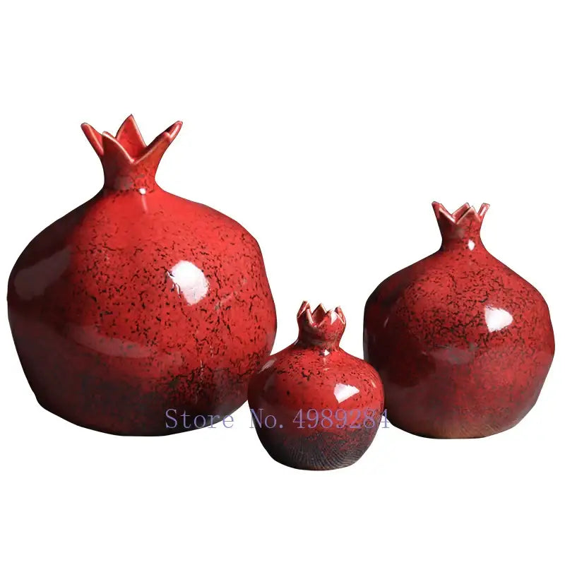 DecorBites™ Red Pomegranate Ceramic Vase for Modern Home
