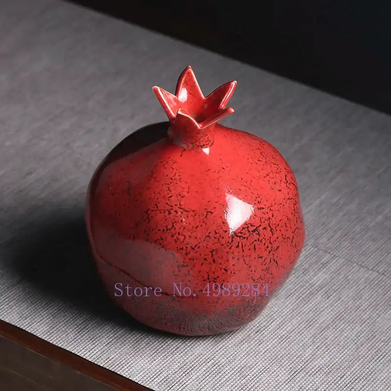 DecorBites™ Red Pomegranate Ceramic Vase for Modern Home