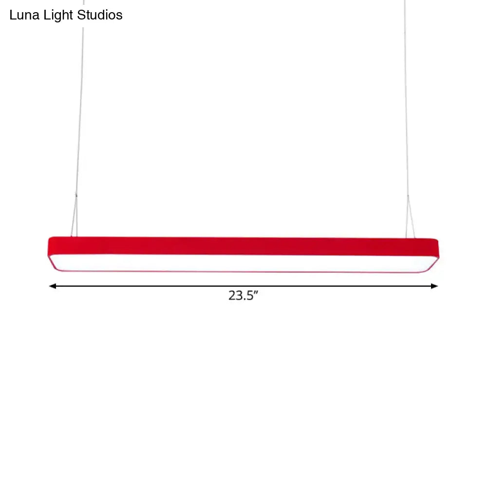 DecorBites™ Red Rectangular LED Island Pendant Light for Kids' Room with Acrylic Shade