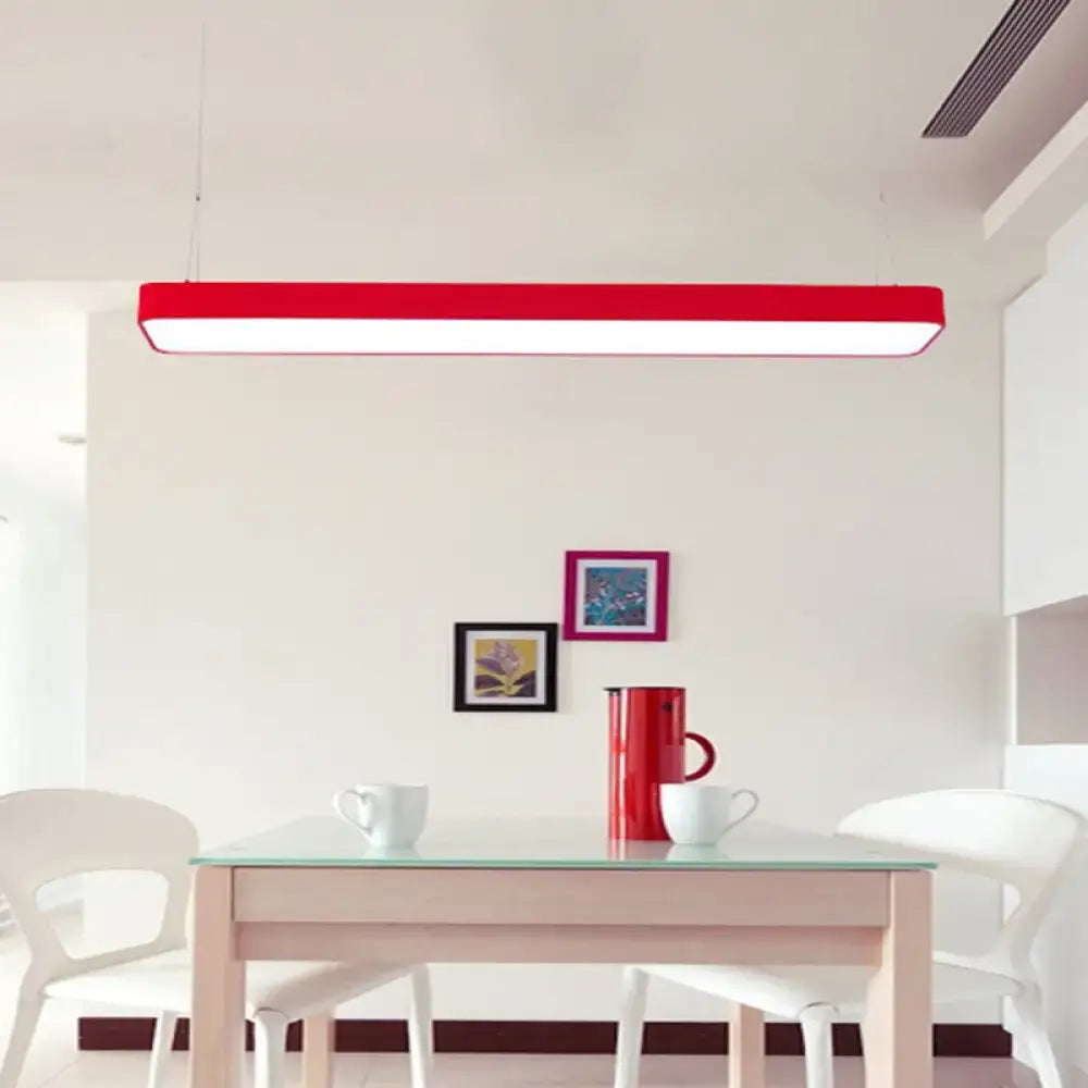 DecorBites™ Red Rectangular LED Island Pendant Light for Kids' Room with Acrylic Shade