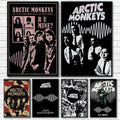Set of five retro arctic monkeys black and white wall art posters with vintage wave patterns and r u mine album title