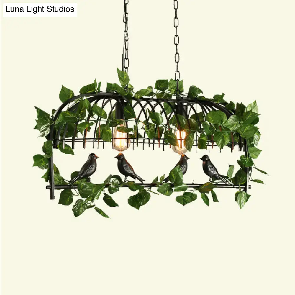 DecorBites™ Retro Birdcage Island Light Fixture - Metal LED Plant Ceiling Lamp in Black, with 2/3/4 Bulbs