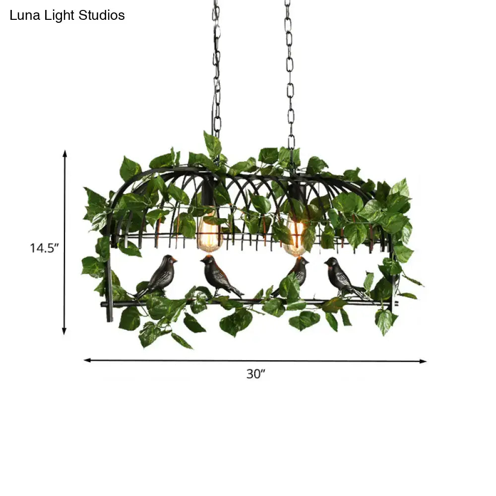 DecorBites™ Retro Birdcage Island Light Fixture - Metal LED Plant Ceiling Lamp in Black, with 2/3/4 Bulbs