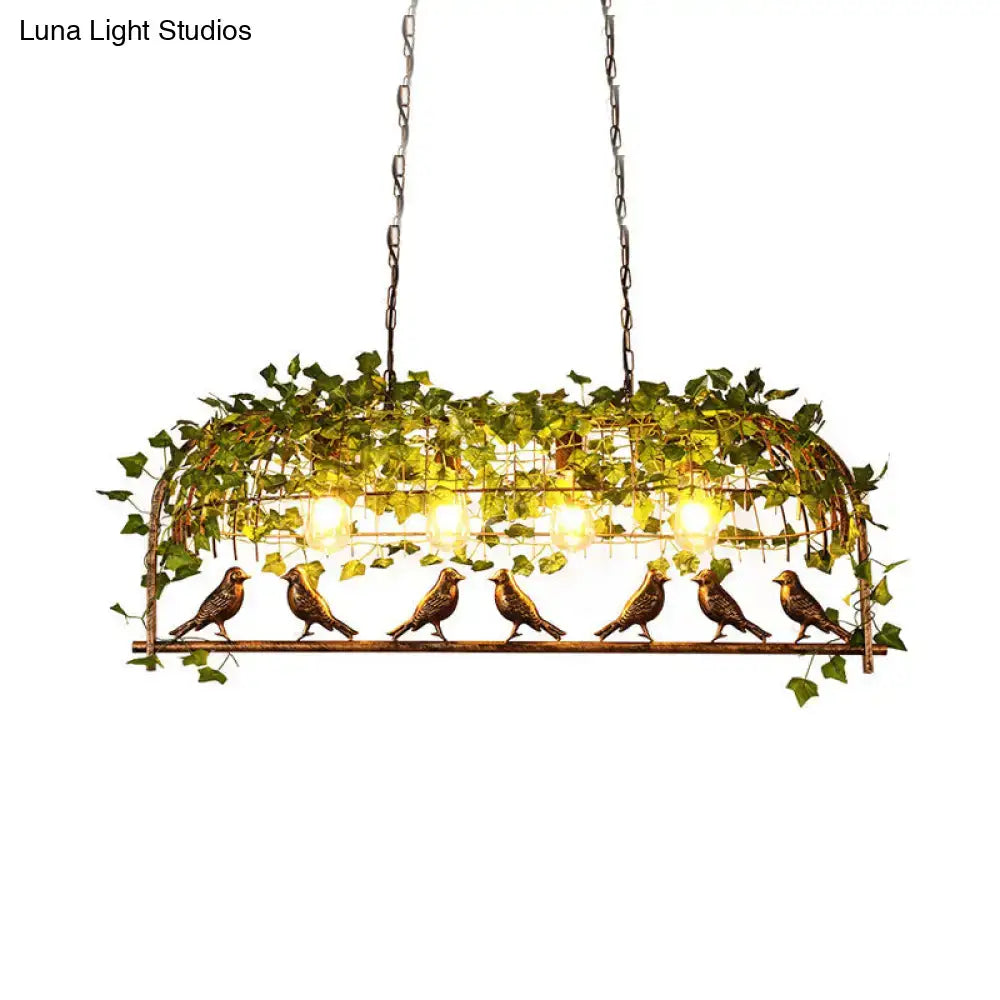 DecorBites™ Retro Birdcage Island Light Fixture - Metal LED Plant Ceiling Lamp in Black, with 2/3/4 Bulbs