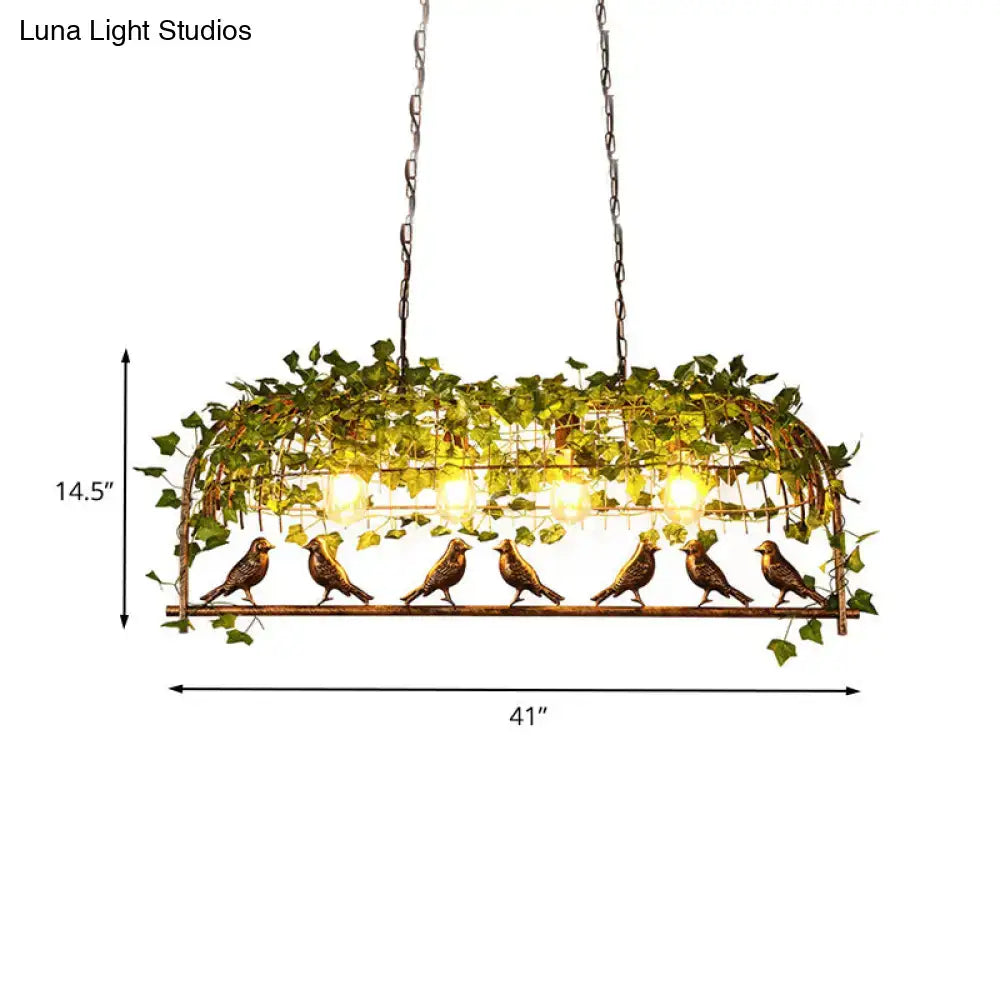 DecorBites™ Retro Birdcage Island Light Fixture - Metal LED Plant Ceiling Lamp in Black, with 2/3/4 Bulbs