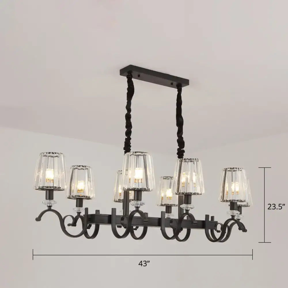 DecorBites™ Retro Black Crystal Pendant Light for Dining Room - Conical Island Ceiling Light