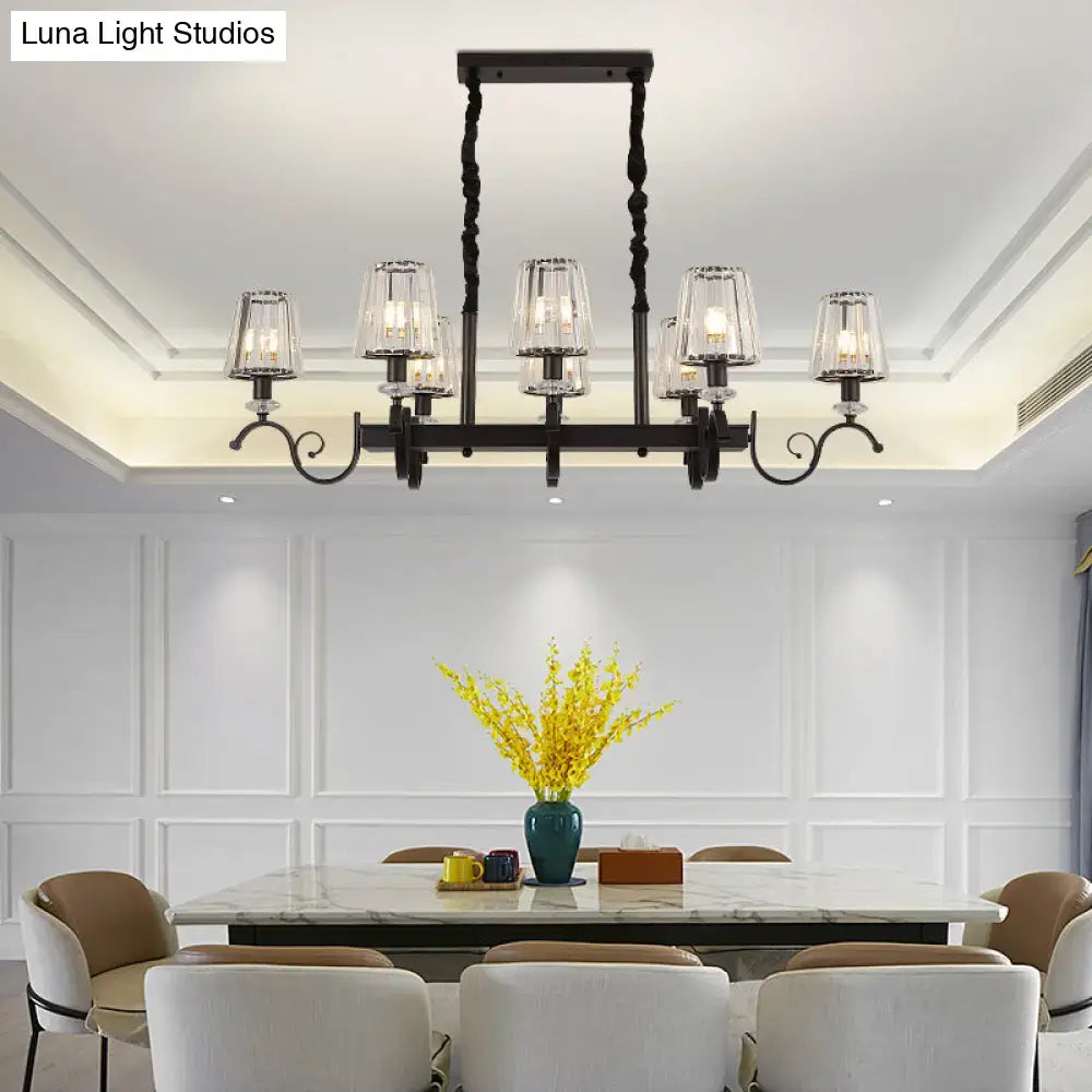 DecorBites™ Retro Black Crystal Pendant Light for Dining Room - Conical Island Ceiling Light