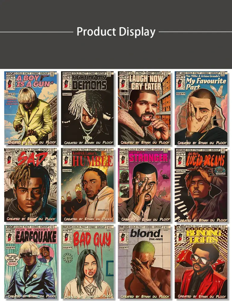 DecorBites™ Retro Canvas Print: Hip Hop Singer Album Cover