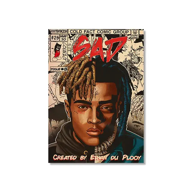 DecorBites™ Retro Canvas Print: Hip Hop Singer Album Cover