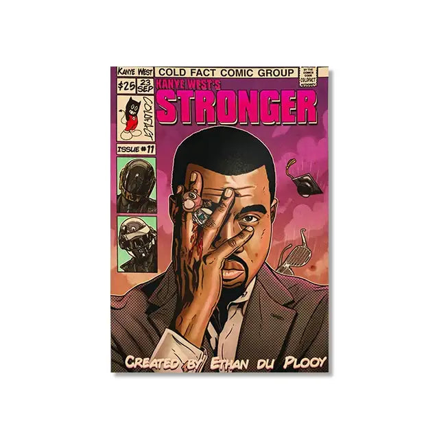 DecorBites™ Retro Canvas Print: Hip Hop Singer Album Cover