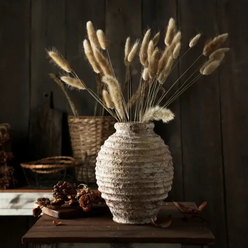 DecorBites™ Retro Handmade Clay Vase 21.5CM Home Decor