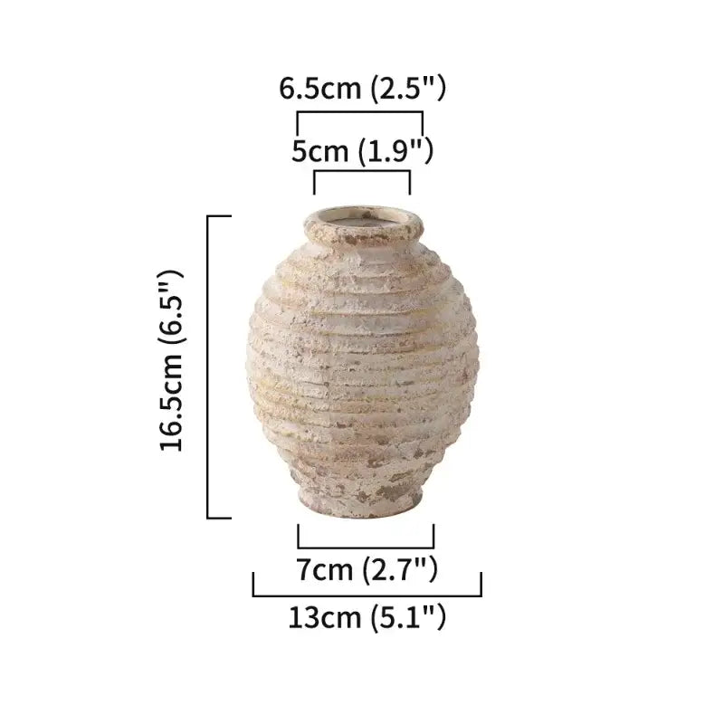 DecorBites™ Retro Handmade Clay Vase 21.5CM Home Decor