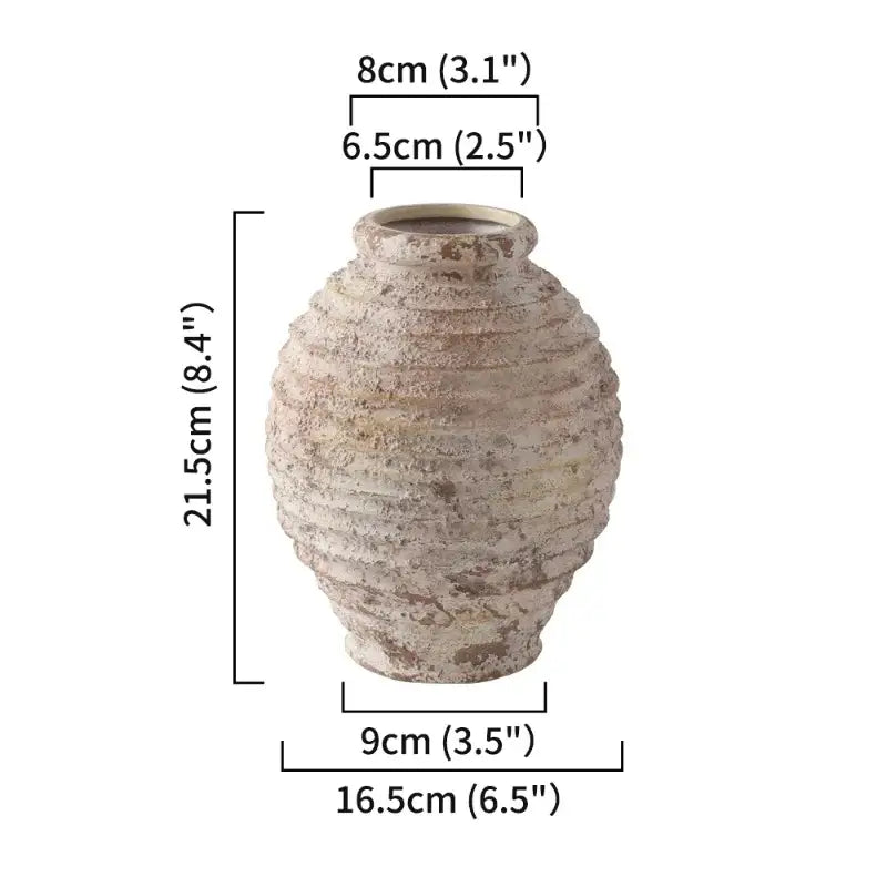 DecorBites™ Retro Handmade Clay Vase 21.5CM Home Decor