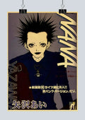 DecorBites™ Retro Japan anime nana kraft poster featuring a spiky black-haired character and bold yellow title