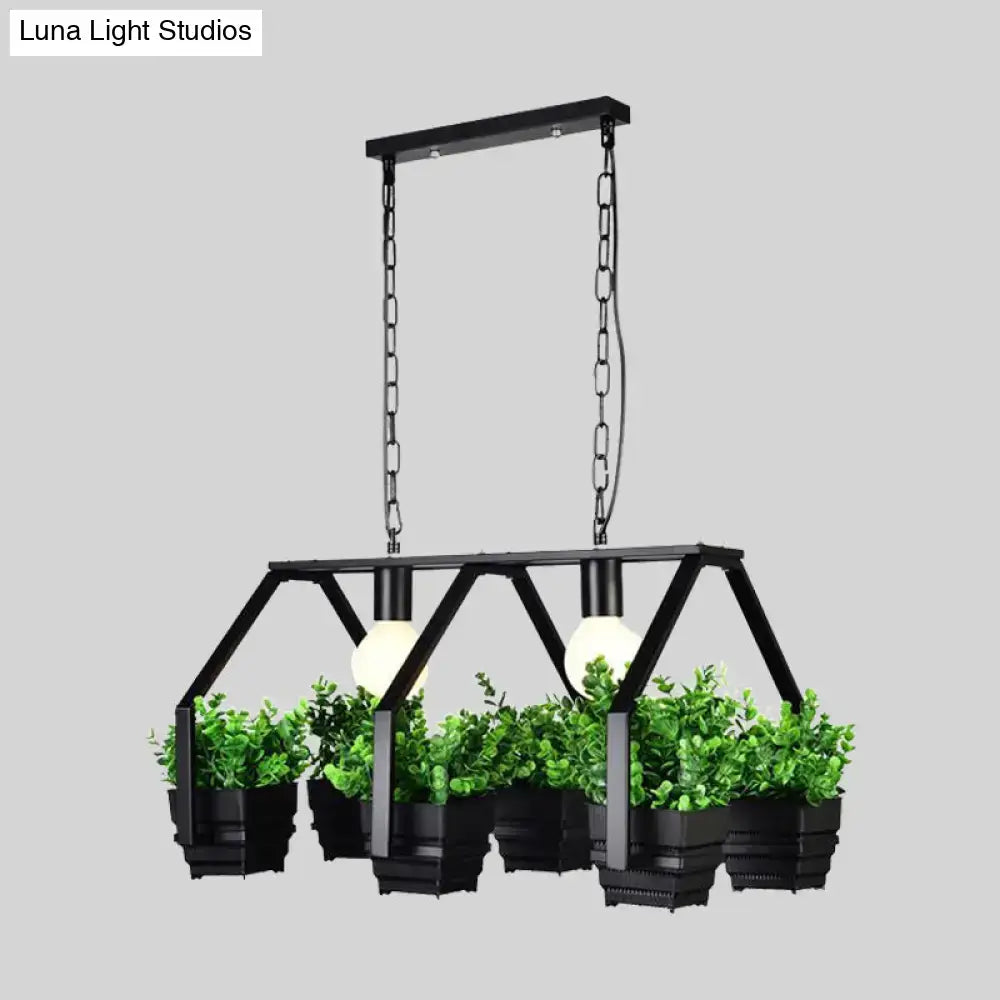 DecorBites™ Retro Metal Island Ceiling Light with Black/White 2 Lights - Perfect for Restaurants