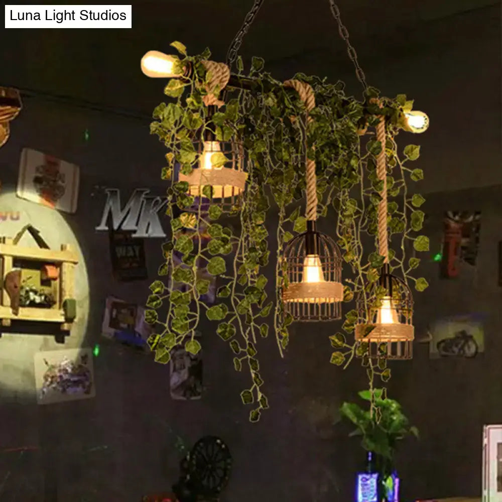 وحدة إضاءة جزرية معدنية ريترو DecorBites™ بخمس فروع من الزهور/النباتات باللونين الوردي/الأخضر للمطاعم