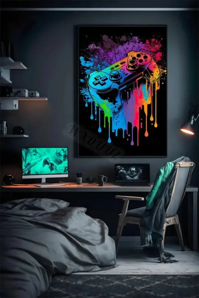 DecorBites™ Retro Monkey Gaming Room Wall Art Poster