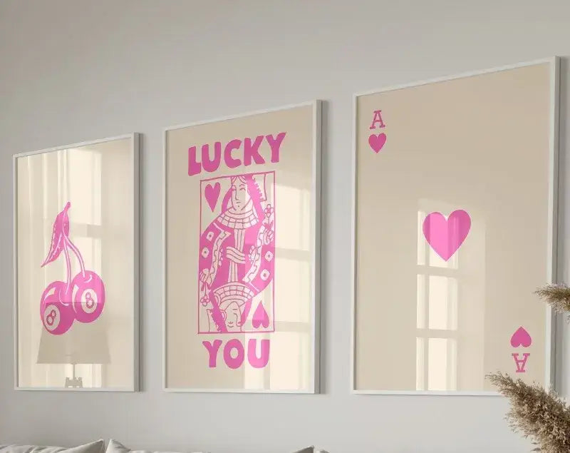 DecorBites™ Retro Queen of Hearts Canvas Posters Set
