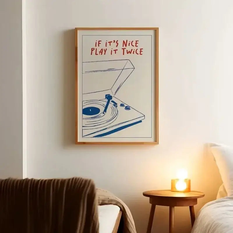 DecorBites™ Retro Record Player Canvas Wall Art