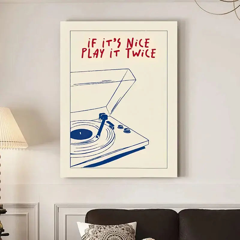 DecorBites™ Retro Record Player Canvas Wall Art