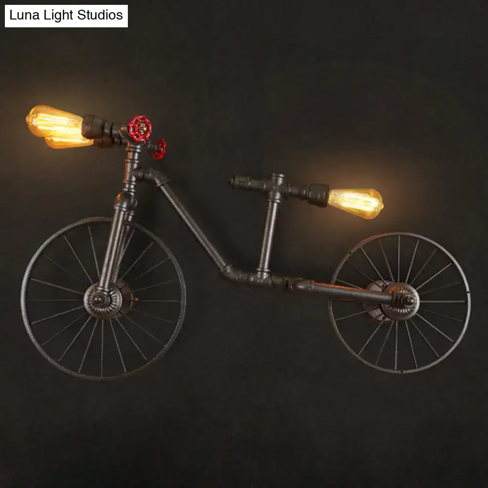 DecorBites™ Retro Style Iron Piping Bicycle Hanging Lamp - 3 Bulbs Ceiling Light - Black