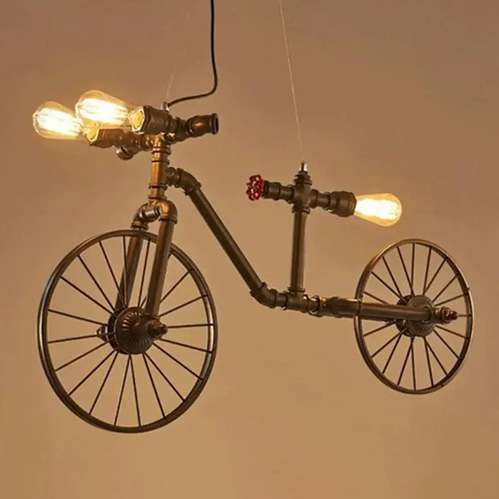 DecorBites™ Retro Style Iron Piping Bicycle Hanging Lamp - 3 Bulbs Ceiling Light - Black