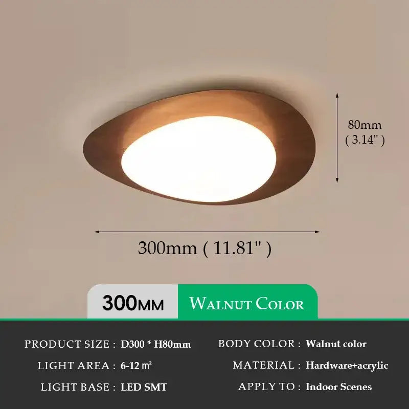 DecorBites™ Retro-Style Walnut Acrylic Ceiling Light
