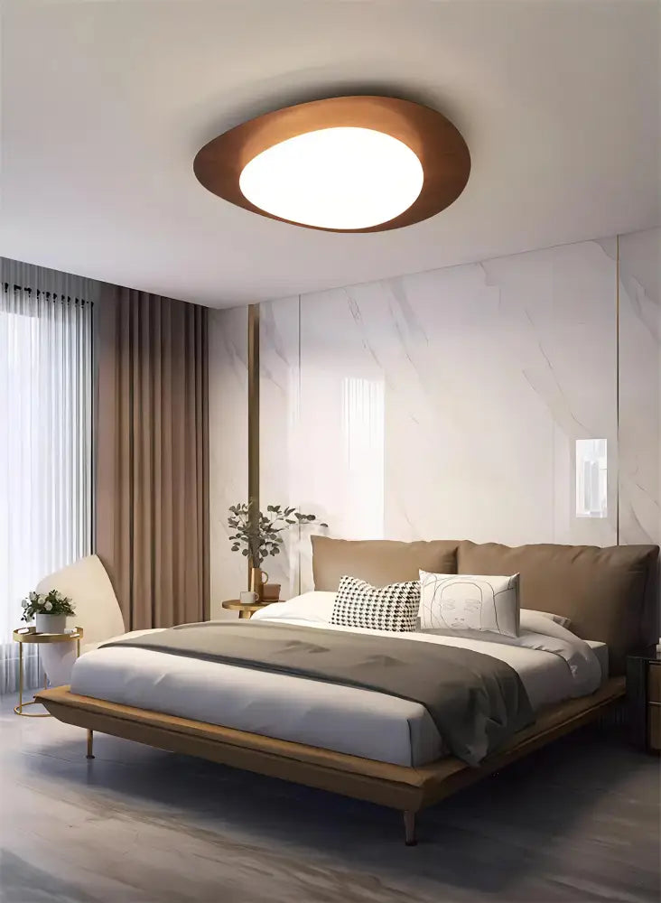 DecorBites™ Retro-Style Walnut Acrylic Ceiling Light