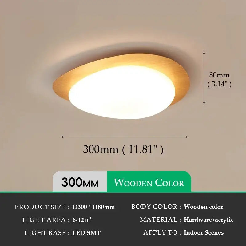 DecorBites™ Retro-Style Walnut Acrylic Ceiling Light