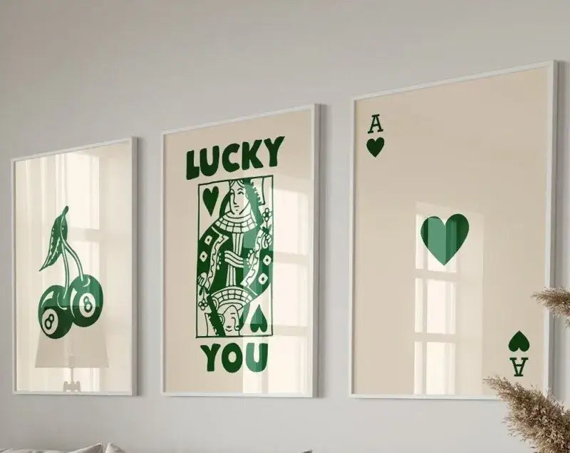 DecorBites™ Retro Wall Art Posters Set - Luck Queen Ace