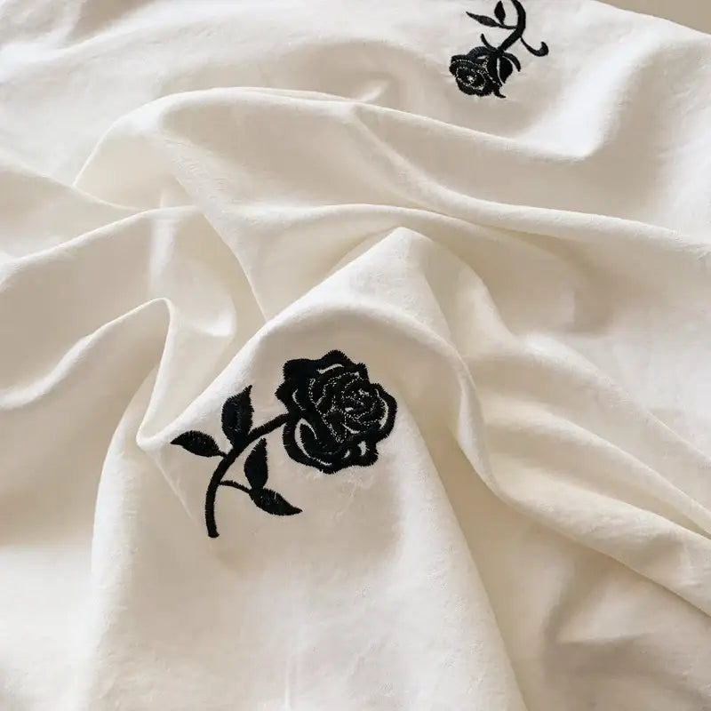 DecorBites™ Rose Embroidered Duvet Set - Princess Style