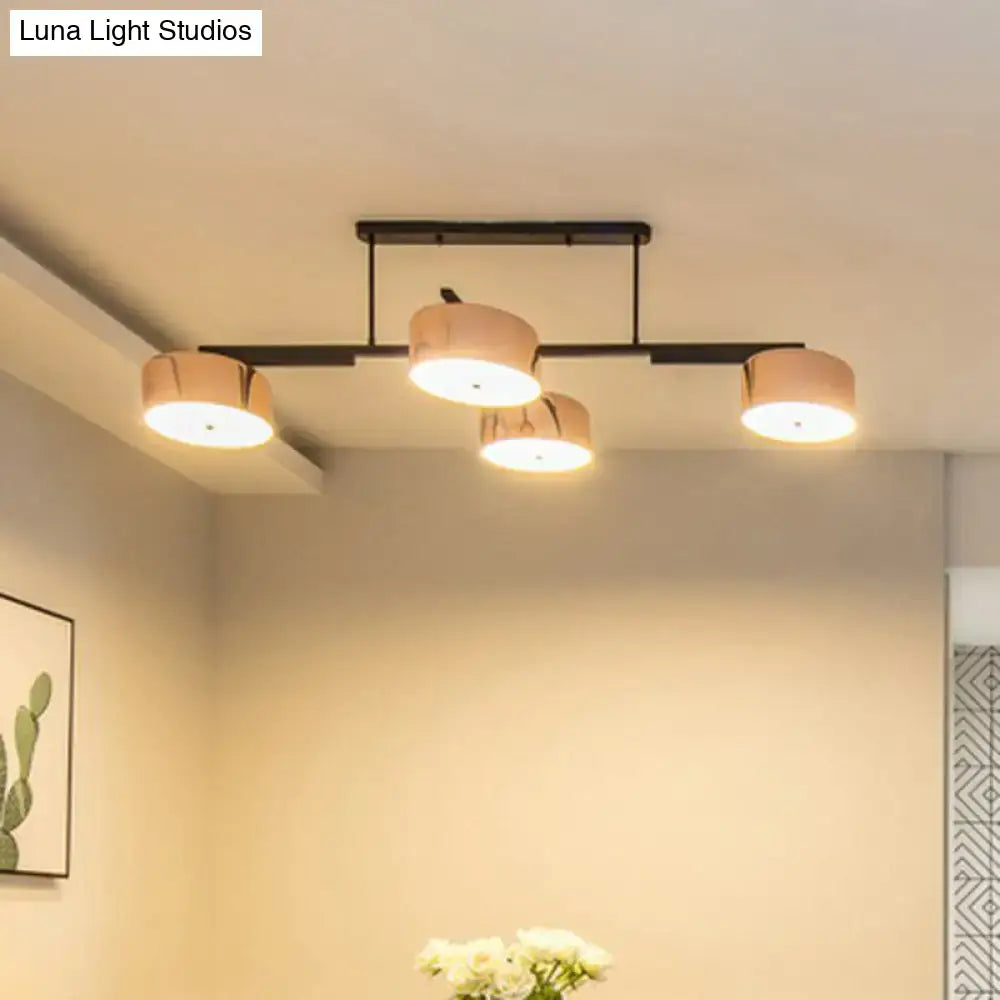DecorBites™ Rose Gold Metal 4-Light Pendant Island Fixture for Minimalist Dining Room
